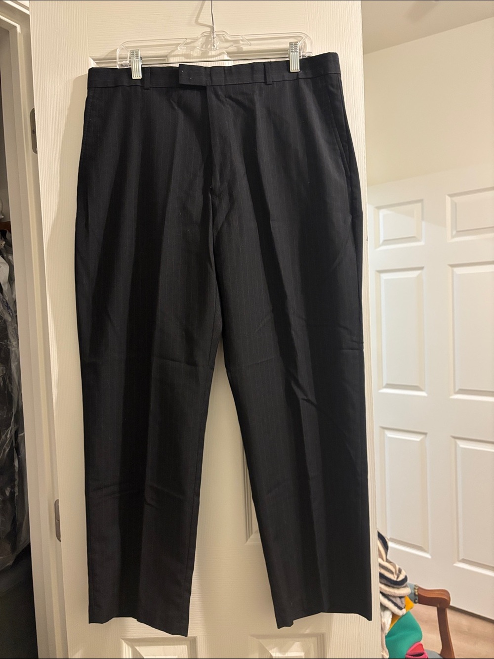 Kenneth Cole Reaction Men's Black Pinstripe Dress Pants